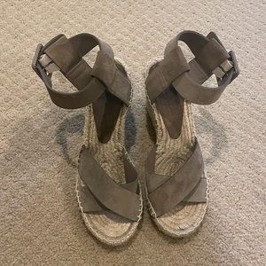 Vince Tan Suede Espadrille Wedge Sandals
